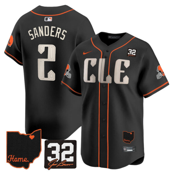Cleveland Browns Shedeur Sanders Jim Brown Memorial & Home Patch Vapor Limited Baseball Jersey - All Stitched - Black
