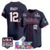New England Patriots Tom Brady 'Super Bowl LX & USA 250th Anniversary Patch' Vapor Baseball Jersey - All Stitched - Navy