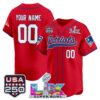 New England Patriots 'Super Bowl LX & USA 250th Anniversary Patch' Vapor Baseball Custom Jersey - All Stitched - Red