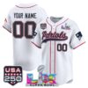 New England Patriots 'Super Bowl LX & USA 250th Anniversary Patch' Vapor Baseball Custom Jersey - All Stitched - White