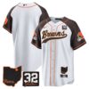 Cleveland Browns Team Jim Brown Memorial & Home Patch Baseball Custom Jersey - All Stitched - Inverted