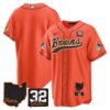 Cleveland Browns Team Jim Brown Memorial & Home Patch Baseball Custom Jersey - All Stitched - Orange
