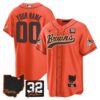 Cleveland Browns Jim Brown Memorial & Home Patch Baseball Custom Jersey - All Stitched - Orange