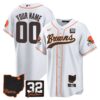 Cleveland Browns Jim Brown Memorial & Home Patch Baseball Custom Jersey - All Stitched - White