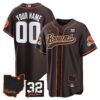 Cleveland Browns Jim Brown Memorial & Home Patch Baseball Custom Jersey - All Stitched - Brown