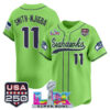 Seattle Seahawks Smith-Njigba Super Bowl LX & 250America Patch Vapor Baseball Jersey - All Stitched - Neon Green