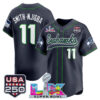 Seattle Seahawks Smith-Njigba Super Bowl LX & 250America Patch Vapor Baseball Jersey - All Stitched - College Navy