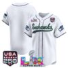 Seattle Seahawks Team Super Bowl LX & 250America Patch Vapor Baseball Jersey - All Stitched - White