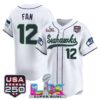 Seattle Seahawks 12th Fan Super Bowl LX & 250America Patch Vapor Baseball Jersey - All Stitched - White