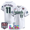 Seattle Seahawks Smith-Njigba Super Bowl LX & 250America Patch Vapor Baseball Jersey - All Stitched - White