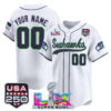 Seattle Seahawks Super Bowl LX & 250America Patch Vapor Baseball Custom Jersey - All Stitched - White