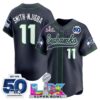 Seattle Seahawks Smith-Njigba Super Bowl LX Patch Vapor Baseball Jersey - All Stitched - College Navy