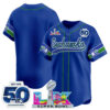Seattle Seahawks Team Super Bowl LX Patch Vapor Baseball Jersey - All Stitched - Royal Throwback