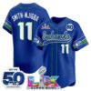 Seattle Seahawks Smith-Njigba Super Bowl LX Patch Vapor Baseball Jersey - All Stitched - Royal Throwback