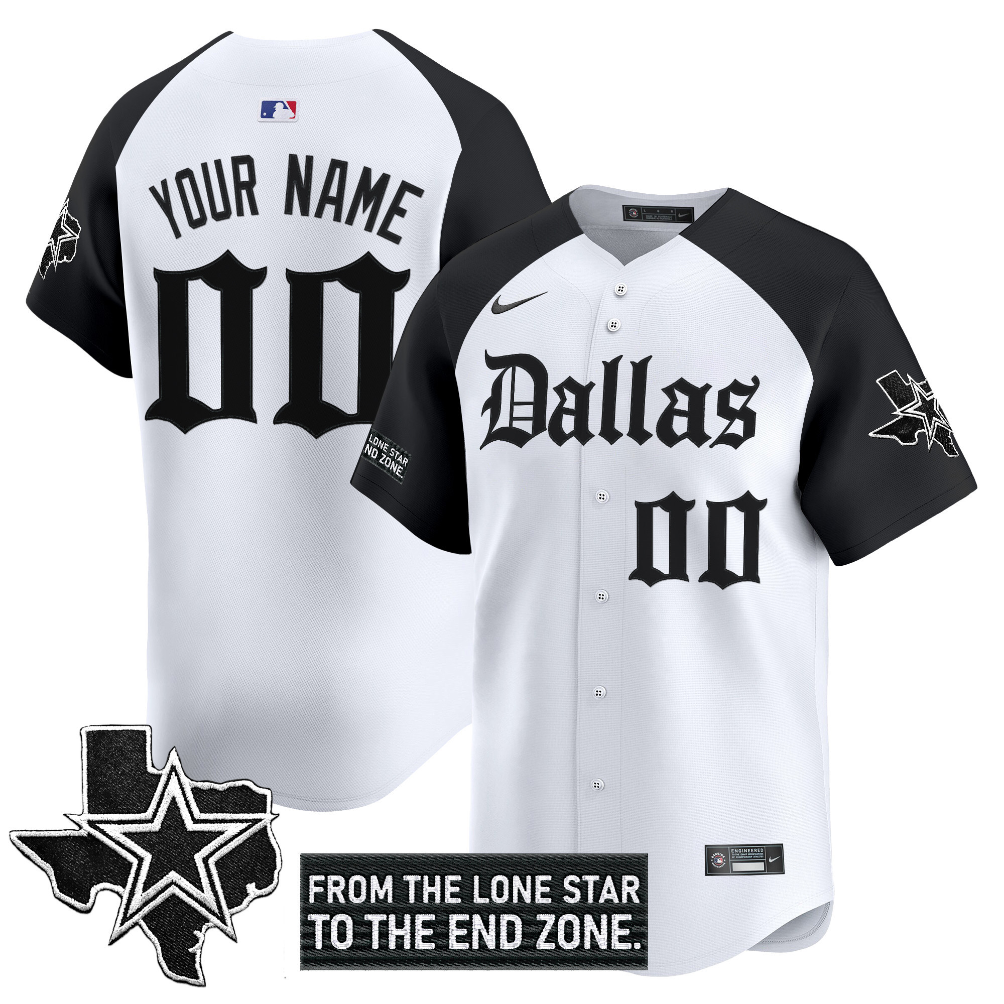 Dallas Cowboys 'Gothic Lone Star Edition' Vapor Baseball Custom Jersey - All Stitched - Alternate
