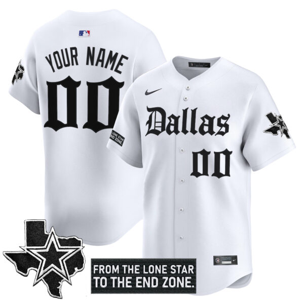 Dallas Cowboys 'Gothic Lone Star Edition' Vapor Baseball Custom Jersey - All Stitched - White
