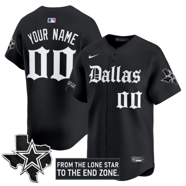 Dallas Cowboys 'Gothic Lone Star Edition' Vapor Baseball Custom Jersey - All Stitched - Black