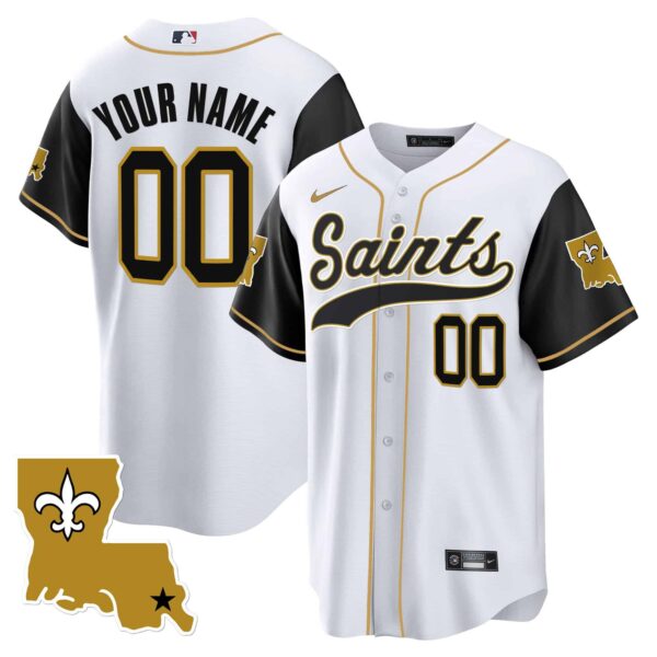 Saints 1987 Legacy Cool Base Custom Jersey – All Stitched – Youth – Black Sleeves