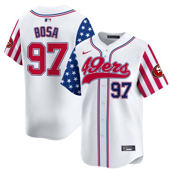 49ers White 2024 Independence Day Vapor Premier Limited Jersey – All Stitched – Men – Nick Bosa
