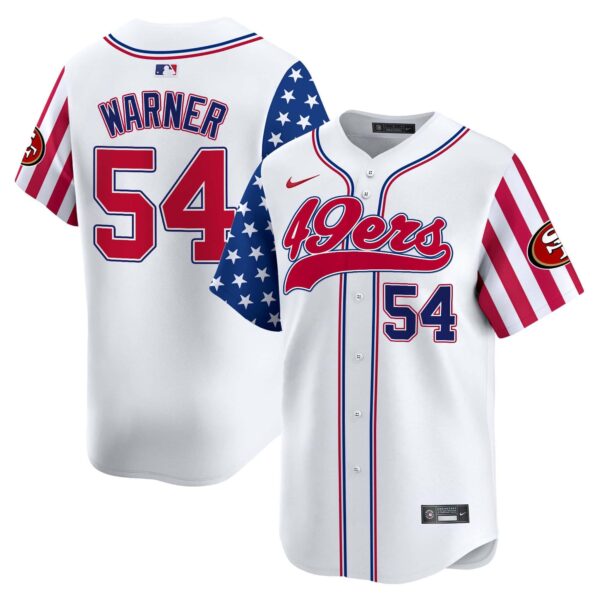49ers White 2024 Independence Day Vapor Premier Limited Jersey – All Stitched – Men – Fred Warner