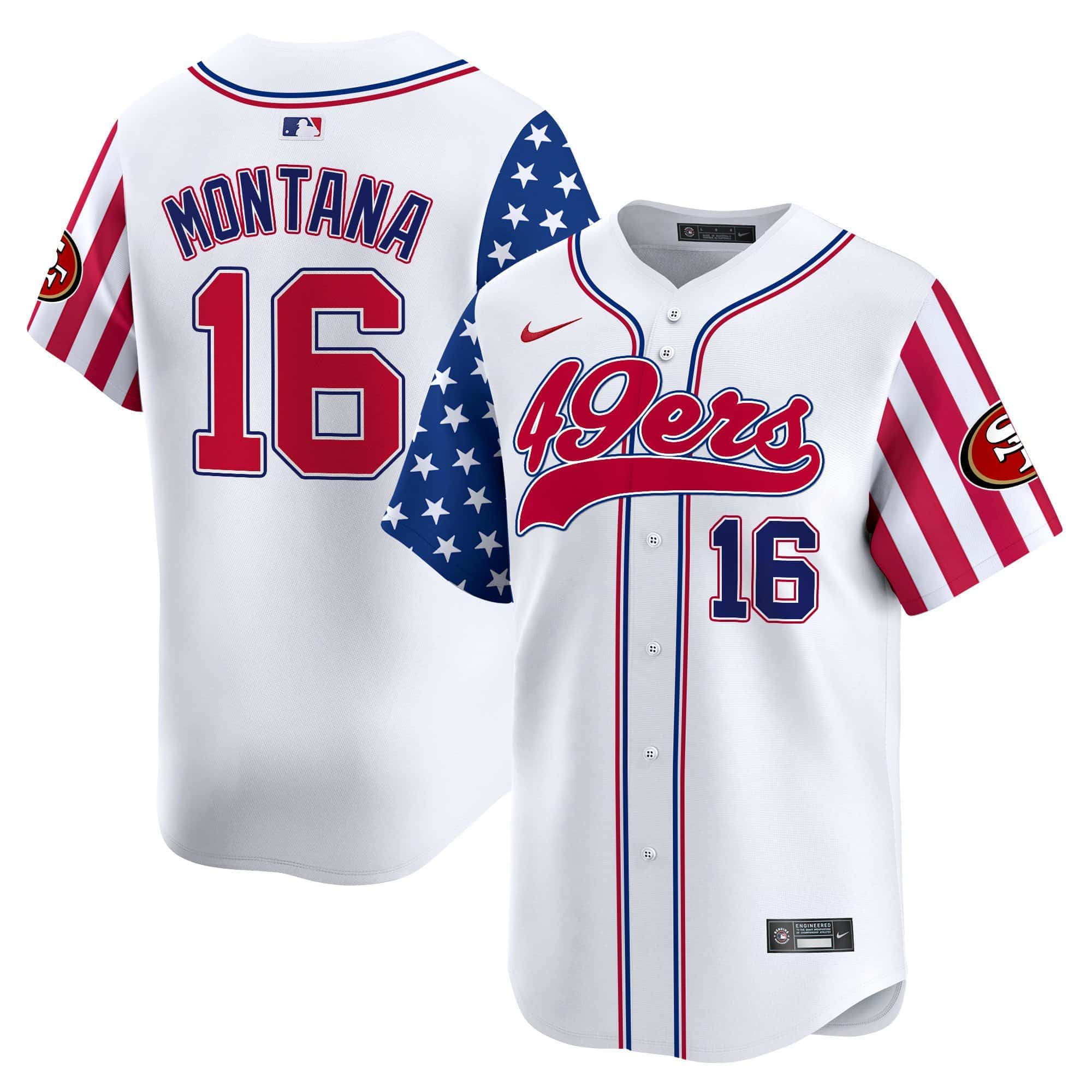 49ers White 2024 Independence Day Vapor Premier Limited Jersey – All Stitched – Youth – Joe Montana
