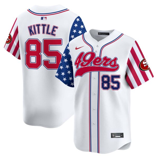 49ers White 2024 Independence Day Vapor Premier Limited Jersey – All Stitched – Youth – George Kittle