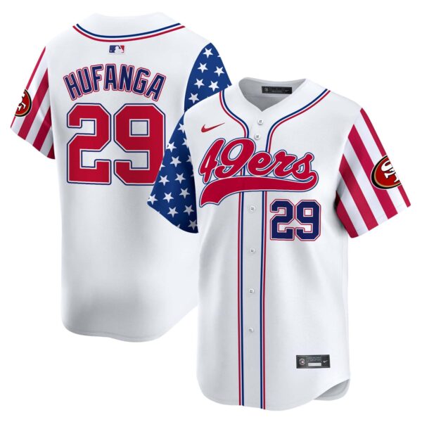 49ers White 2024 Independence Day Vapor Premier Limited Jersey – All Stitched – Men – Talanoa Hufanga