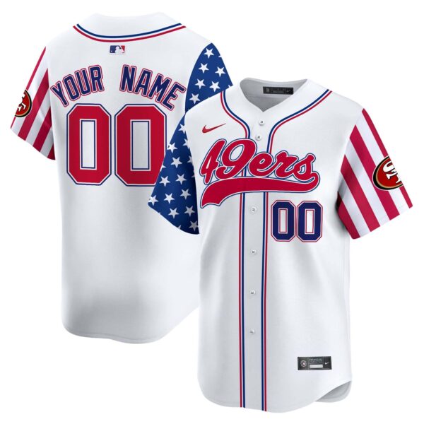 49ers White 2024 Independence Day Vapor Premier Limited Custom Jersey – All Stitched – Men – White