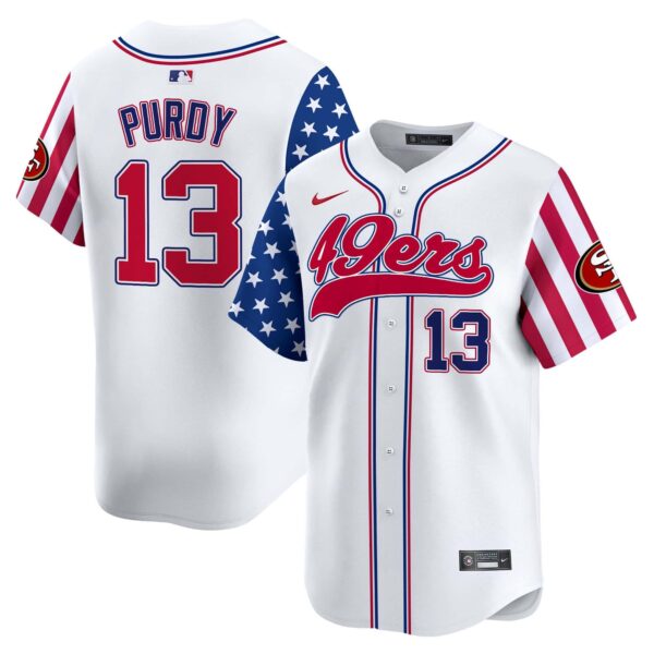 49ers White 2024 Independence Day Vapor Premier Limited Jersey – All Stitched – Youth – Brock Purdy