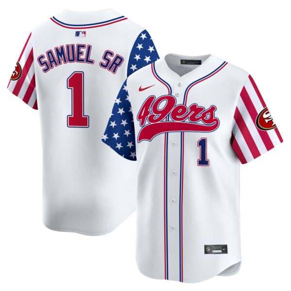 49ers White 2024 Independence Day Vapor Premier Limited Jersey – All Stitched – Men – Deebo Samuel