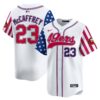49ers White 2024 Independence Day Vapor Premier Limited Jersey – All Stitched – Men – Christian McCaffrey