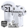 Men's Devon Witherspoon Seattle Seahawks ??Super Bowl LX & 50th Patch? Vapor Baseball Jersey - Gothic Edition - All Stitched - White