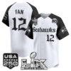 Men's 12th Fan Seattle Seahawks ??Super Bowl LX & 50th Patch? Vapor Baseball Jersey - Gothic Edition - All Stitched - Alternate