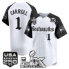 Men's Pete Carroll Seattle Seahawks ??Super Bowl LX & 50th Patch? Vapor Baseball Jersey - Gothic Edition - All Stitched - Alternate