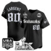 Men's Steve Largent Seattle Seahawks ??Super Bowl LX & 50th Patch? Vapor Baseball Jersey - Gothic Edition - All Stitched - Black