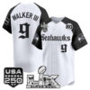 Men's Walker III Seattle Seahawks ??Super Bowl LX & 50th Patch? Vapor Baseball Jersey - Gothic Edition - All Stitched - Alternate