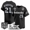 Men's Devon Witherspoon Seattle Seahawks ??Super Bowl LX & 50th Patch? Vapor Baseball Jersey - Gothic Edition - All Stitched - Black
