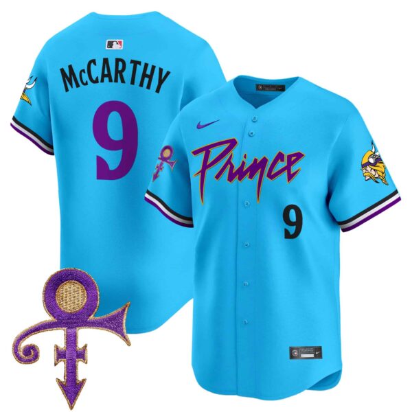 Men’s Minnesota Vikings Prince Patch Vapor Premier Limited Jersey – All Stitched – Light Blue – J.J. McCarthy