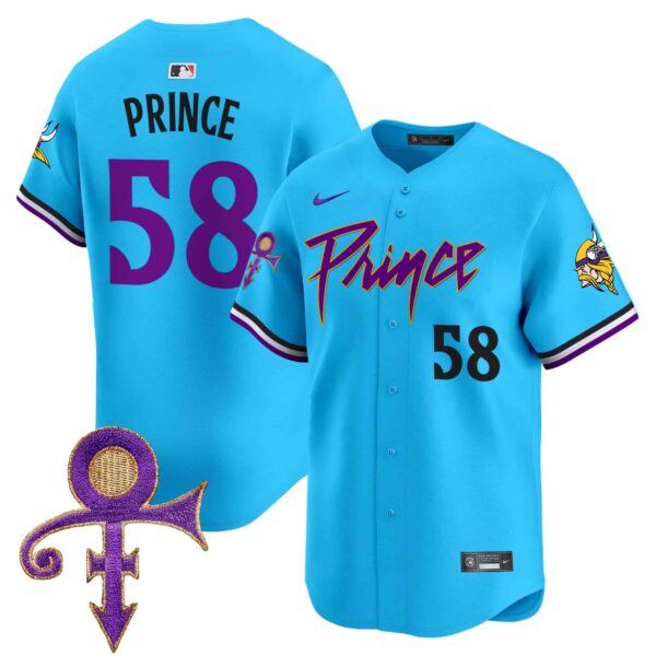 Men’s Minnesota Vikings Prince Patch Vapor Premier Limited Jersey – All Stitched – Light Blue – Prince 1958