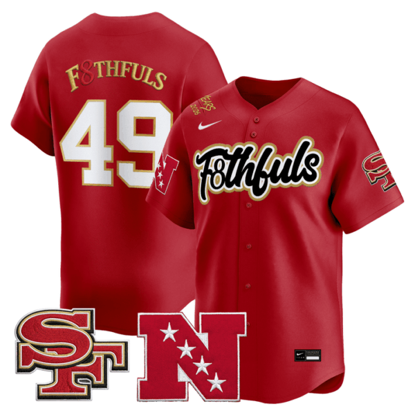 San Francisco 49ers Faithful Baseball Red Jersey - All Stitched