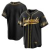 Men’s Seahawks Throwback & Gold Cool Base Jersey V2 – All Stitched – Black Limited – Team