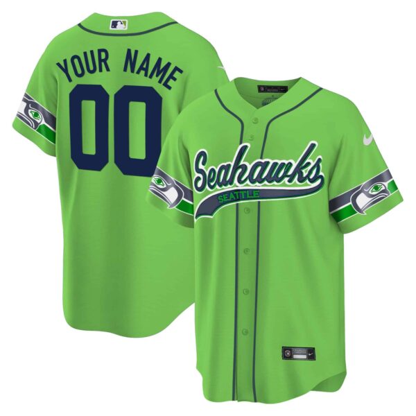 Seahawks Throwback & Gold Cool Base Custom Jersey V2 – All Stitched – Men – Green