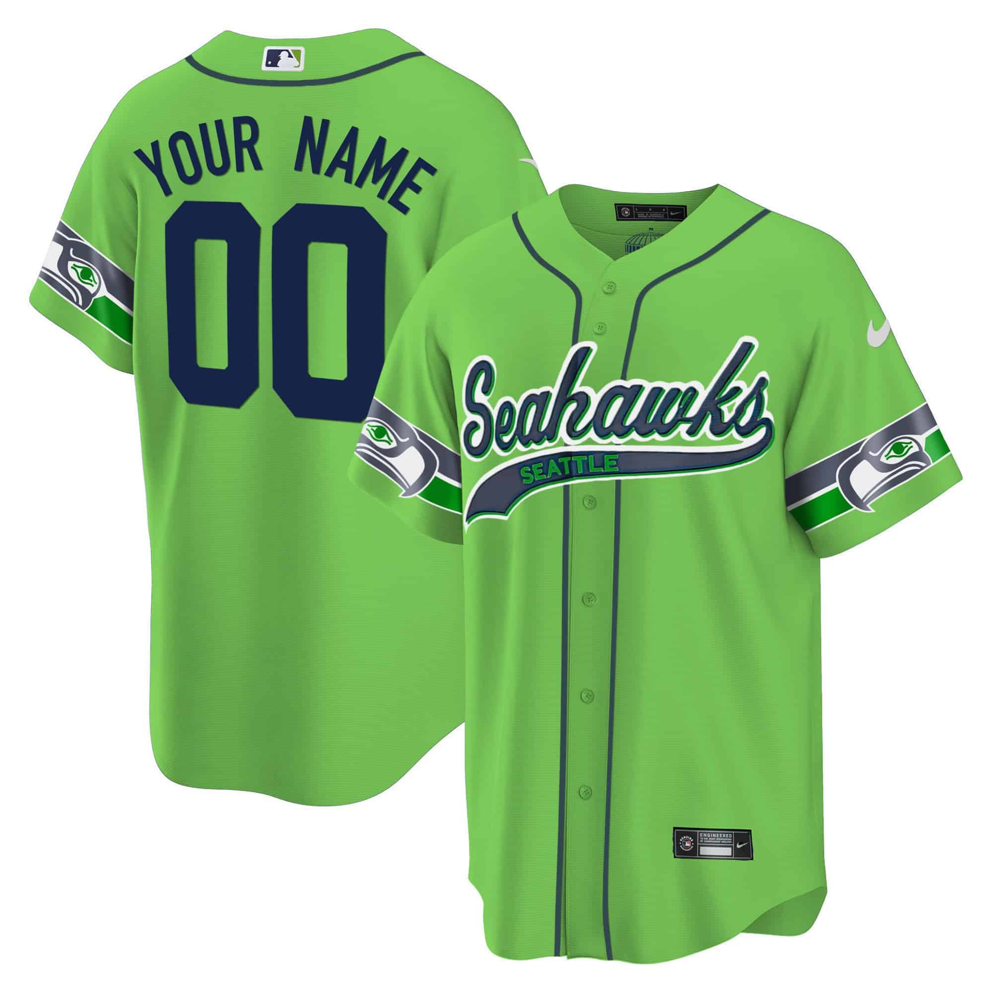 Seahawks Throwback & Gold Cool Base Custom Jersey V2 – All Stitched – Men – Green