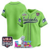 Seattle Seahawks Team "Super Bowl LX & 250America Patch" Vapor Baseball Custom Jersey - All Stitched - Neon Green