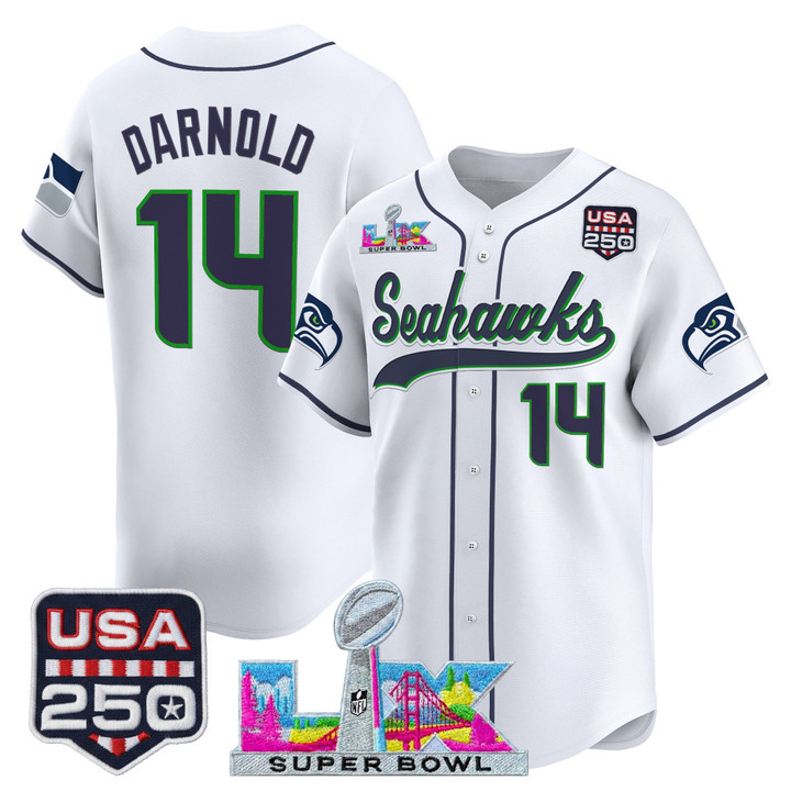 Seattle Seahawks Sam Darnold "Super Bowl LX & 250America Patch" Vapor Baseball Custom Jersey - All Stitched - White