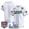 Seattle Seahawks Team "Super Bowl LX & 250America Patch" Vapor Baseball Custom Jersey - All Stitched - White