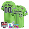 Seattle Seahawks "Super Bowl LX & 250America Patch" Vapor Baseball Custom Jersey - All Stitched - Neon Green