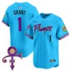 Men’s Minnesota Vikings Prince Patch Vapor Premier Limited Jersey – All Stitched – Light Blue – Bud Grant