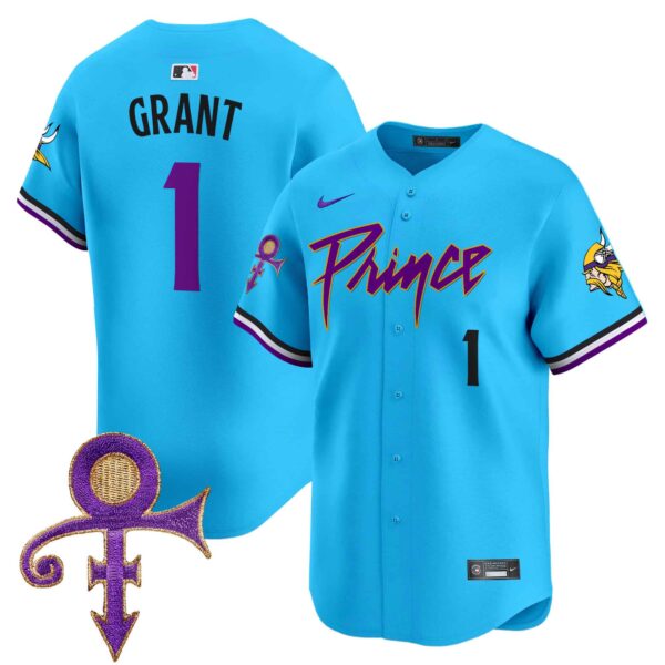 Men’s Minnesota Vikings Prince Patch Vapor Premier Limited Jersey – All Stitched – Light Blue – Bud Grant
