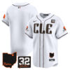Men’s Browns #32 Jim Brown Memorial & Home Patch Vapor Premier Limited Jersey – All Stitched – White – Team